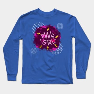 PWR GRL: Power girl in splashes of fuchsia paint Long Sleeve T-Shirt